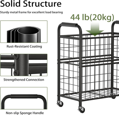 Laundry Hamper 2 Section, 110L Rolling Laundry Sorter Basket with Wheels, 2 Compartment Clothes