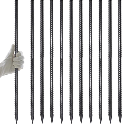 AAGUT Rebar Stakes 24 Inch 10 Pcs Landscape Timber Spikes 1/2", Heavy Duty Straight Garden Plant