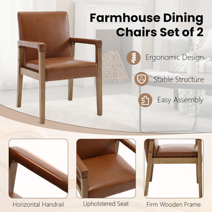 Kmax Modern Dining Chairs Set of 6 Faux Leather Kitchen Arm Chairs Upholstered Accent Chairs with