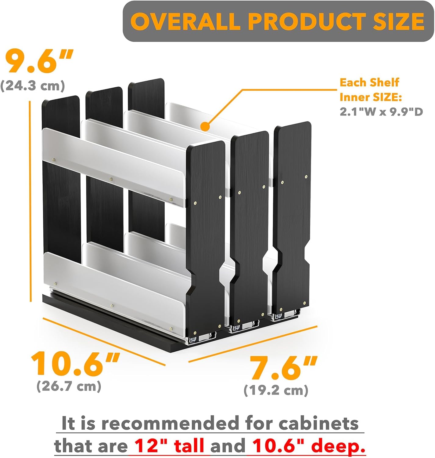 SpaceAid Bamboo Pull Out Spice Rack Organizer for Cabinet, Heavy Duty Slide Out Seasoning Kitchen