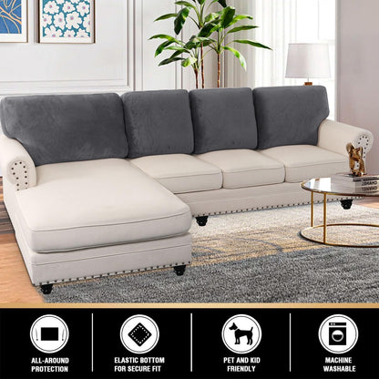 PrinceDeco Sectional Couch Covers Velvet Cushion Covers for Sectional Couch Washable Cushion Covers