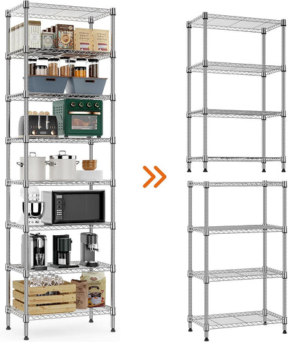 8 Tier 2000 lbs Storage Rack Metal Wire Shelving Unit, Storage Standing Shelf Organizer for Laundry