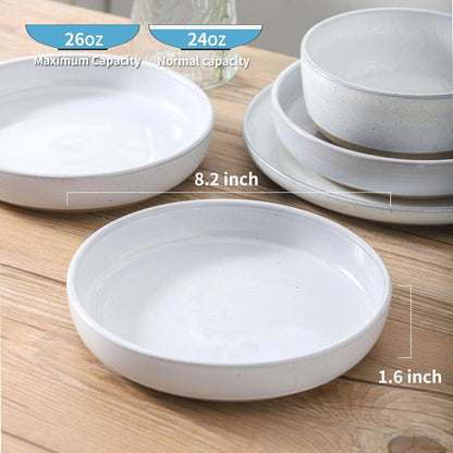 Pasta Bowls 26 OZ,Ceramic Salad Serving Bowls Set of 4,Large 8.2 inch Shallow Bowls Plates for