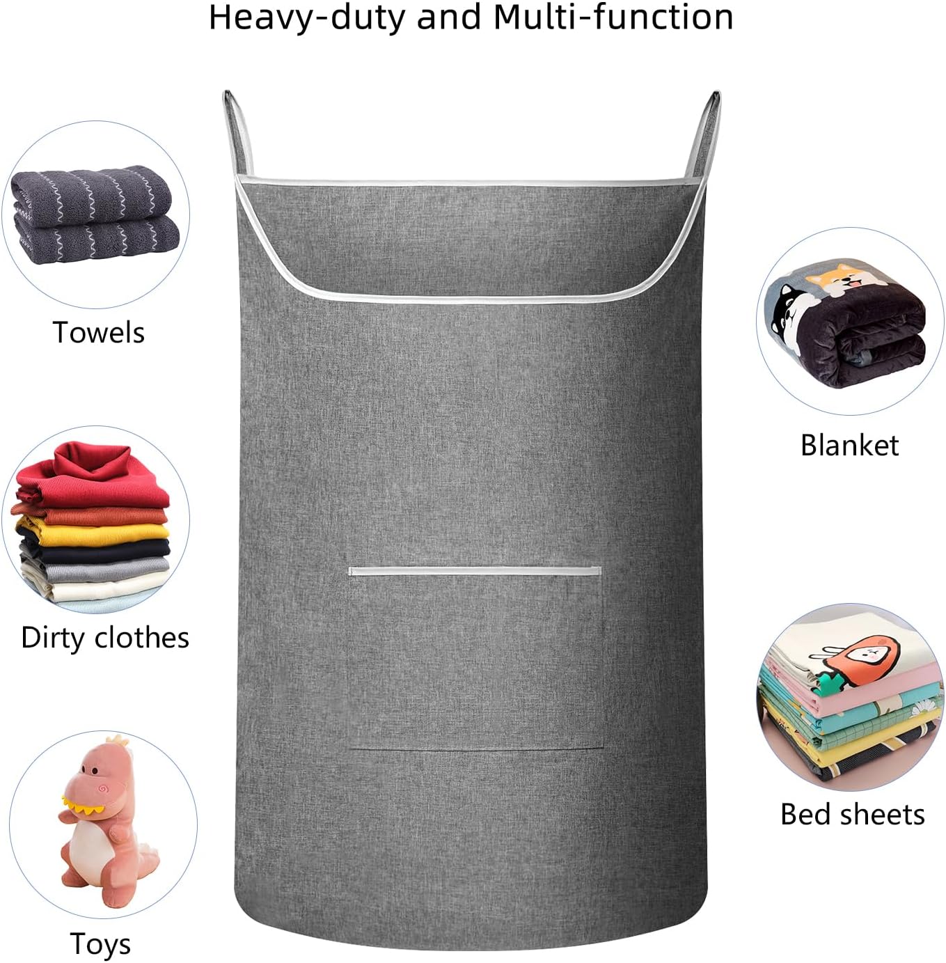 X-Large Hanging Laundry Hamper Bag, Door Hanging Hamper with Front Pocket Dirty Clothes Hanging