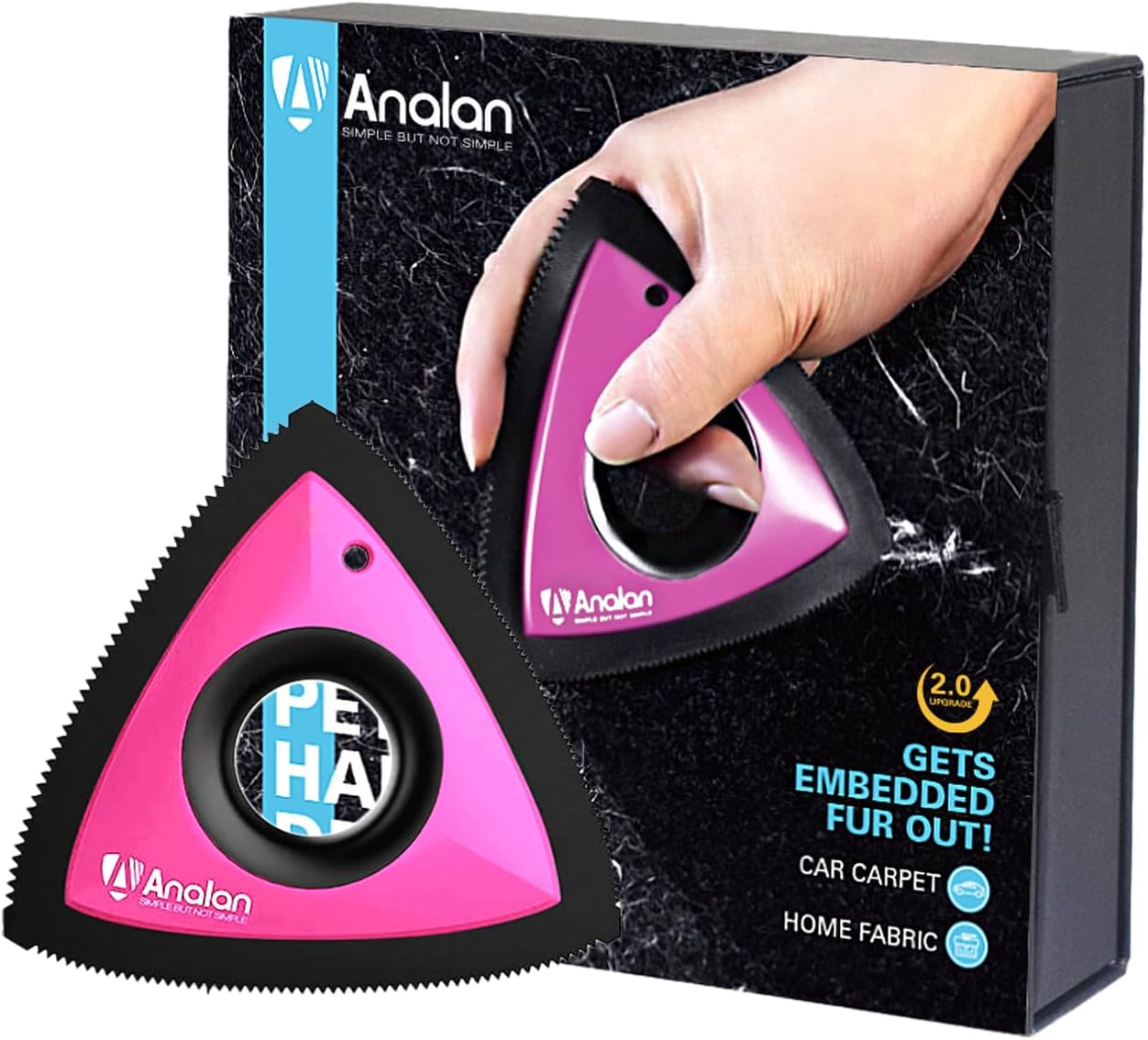 Analan Mini Pet Hair Remover for Car Detailing Supplies, Carpet Dog Hair Remover for Car Interior
