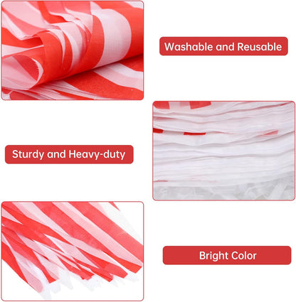 RUBFAC 170ft 120pcs Red and White Striped Pennant Banner, Carnival Circus Decorations Supplies