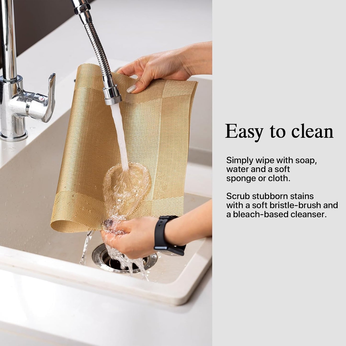 Placemats Set of 8 - Easy Clean Woven Vinyl Placemats for Dining Table, Indoor/Outdoor Place Mats