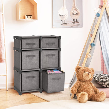 6 Cube Storage Organizer, Gray Storage Cubes Organizer Shelves, Sturdy Cubbies Storage Shelves with