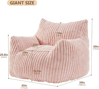 Giant Bean Bag Chairs for Adults Teens, Large Bean Bag Sofa Chairs with Filling Comfy Fuzzy BeanBag
