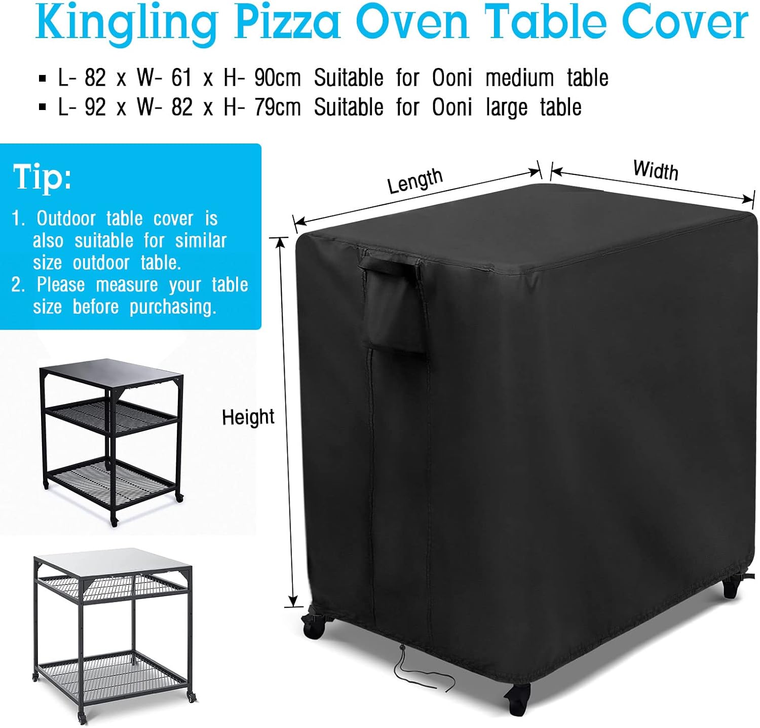 Kingling Outdoor Pizza Oven Table Cover for Ooni Large Table, Waterproof Outdoor Grill Prep Table