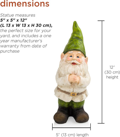 Alpine Corporation - 12" Tall Outdoor Garden Gnome Yard Statue Decoration – Playful Resin Gnome