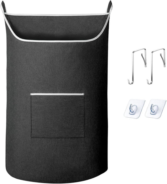 XL Hanging Laundry Hamper Bag, Black Door Hanging Hamper with Large Openging Hanging Laundry Hamper