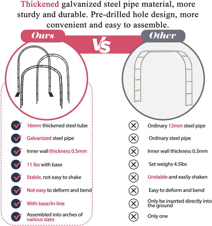 Thickened Rustproof Garden Arch, Wedding Arch- 4.6 * 7.8 or 6.4 * 7.5Ft, Easy to Assemble, Long