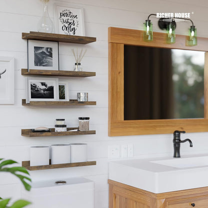 RICHER HOUSE 5 Set Floating Shelves for Wall Decor, Wall Mounted Book Shelf, Nursery Shelves