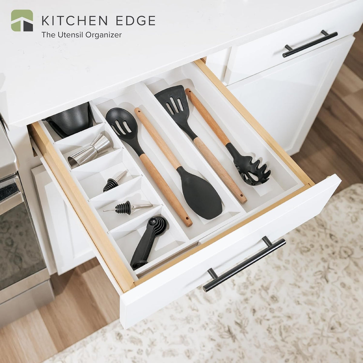 Adjustable Kitchen Drawer Organizer for Utensils and Junk, Food-Safe Contract Grade with 100%