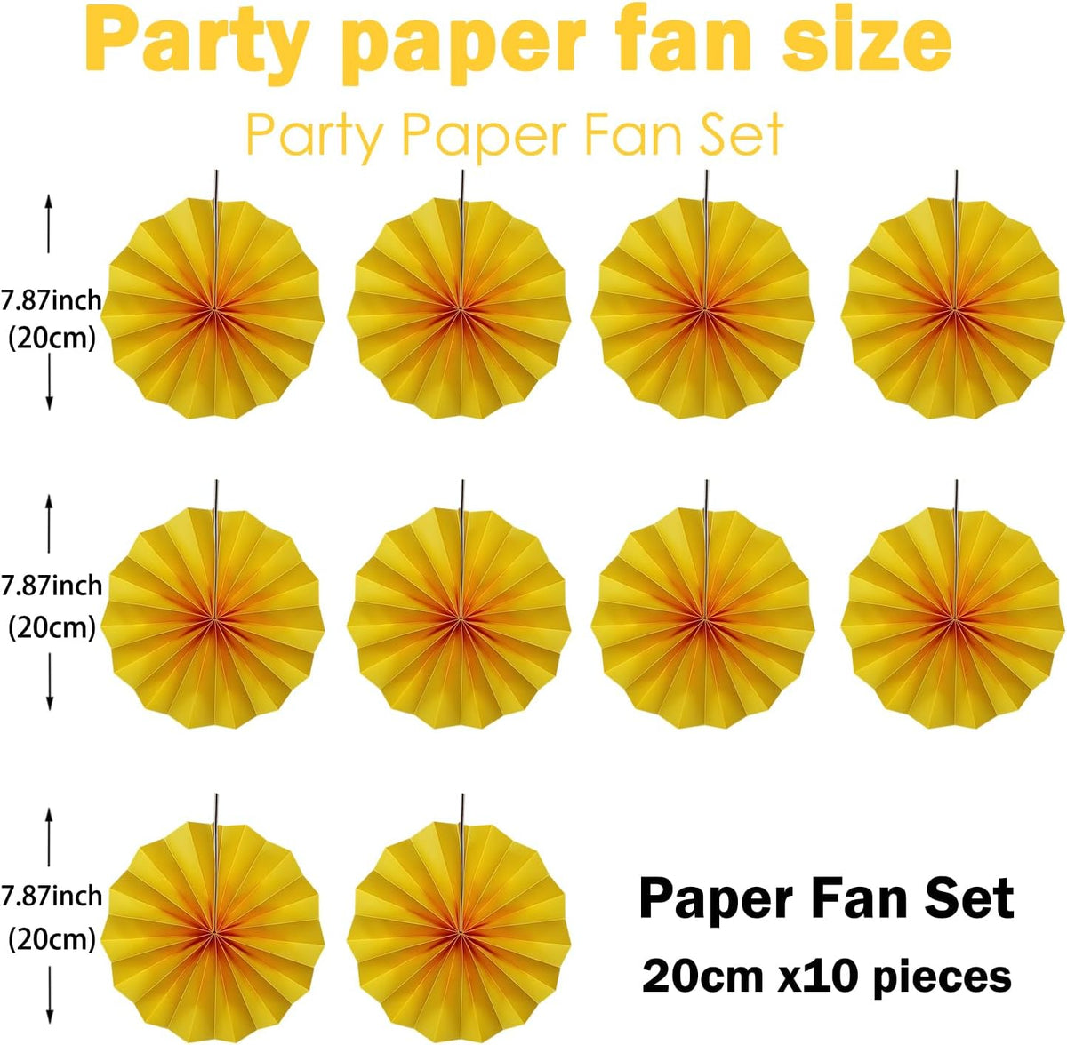 Yellow Birthday Decorations,DIY Yellow Paper Fans Hanging Decoration ,Party Supplies Party Fans