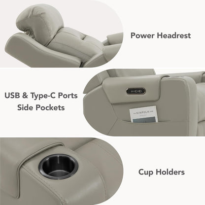 Watson & Whitely Genuine Leather Power Recliner Chairs for Adults, Lay Flat Recliner with Power
