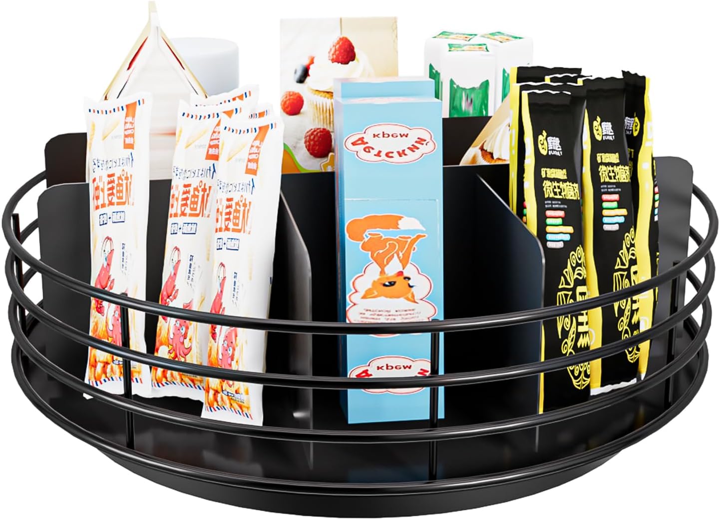 Snack Organizer - Versatile Snack Storage, Lazy Susan with Convenient Grab-and-Go Design, Metal