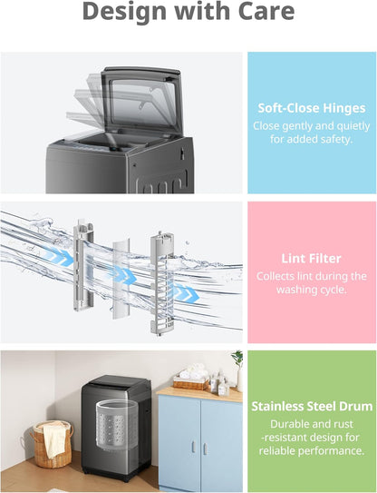 COMFEE??1.6 Cu.ft Portable Washing Machine, 11lbs Capacity Fully Automatic Compact Washer with