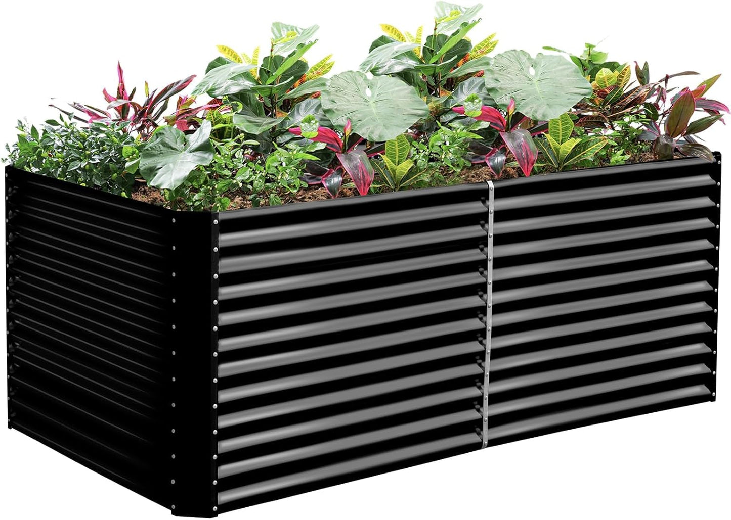 Land Guard 8x4x3ft Rectangular Galvanized Raised Garden Beds, Large-Capacity Metal Planter Box