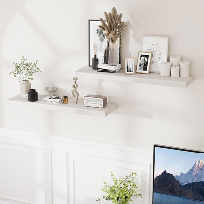 Fun Memories Rustic Wood Floating Shelves for Wall, 36 x 9 Wall Shelves Set of 2, Deep Floating