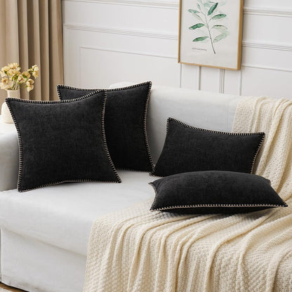 MIULEE Pack of 2 Couch Throw Pillow Covers 12x20 Inch Black Farmhouse Decorative Pillow Covers with