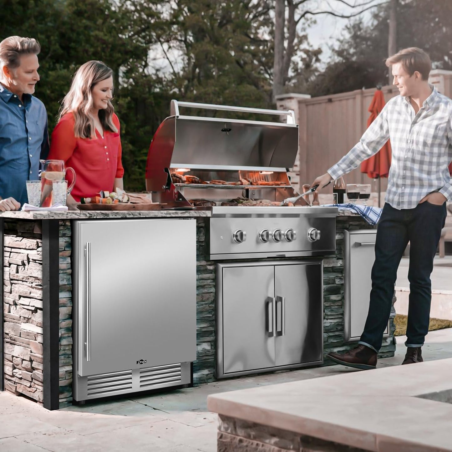 Tylza Outdoor Refrigerator 24 Inch Wide, Stainless Steel Beverage Refrigerator 176 Can for