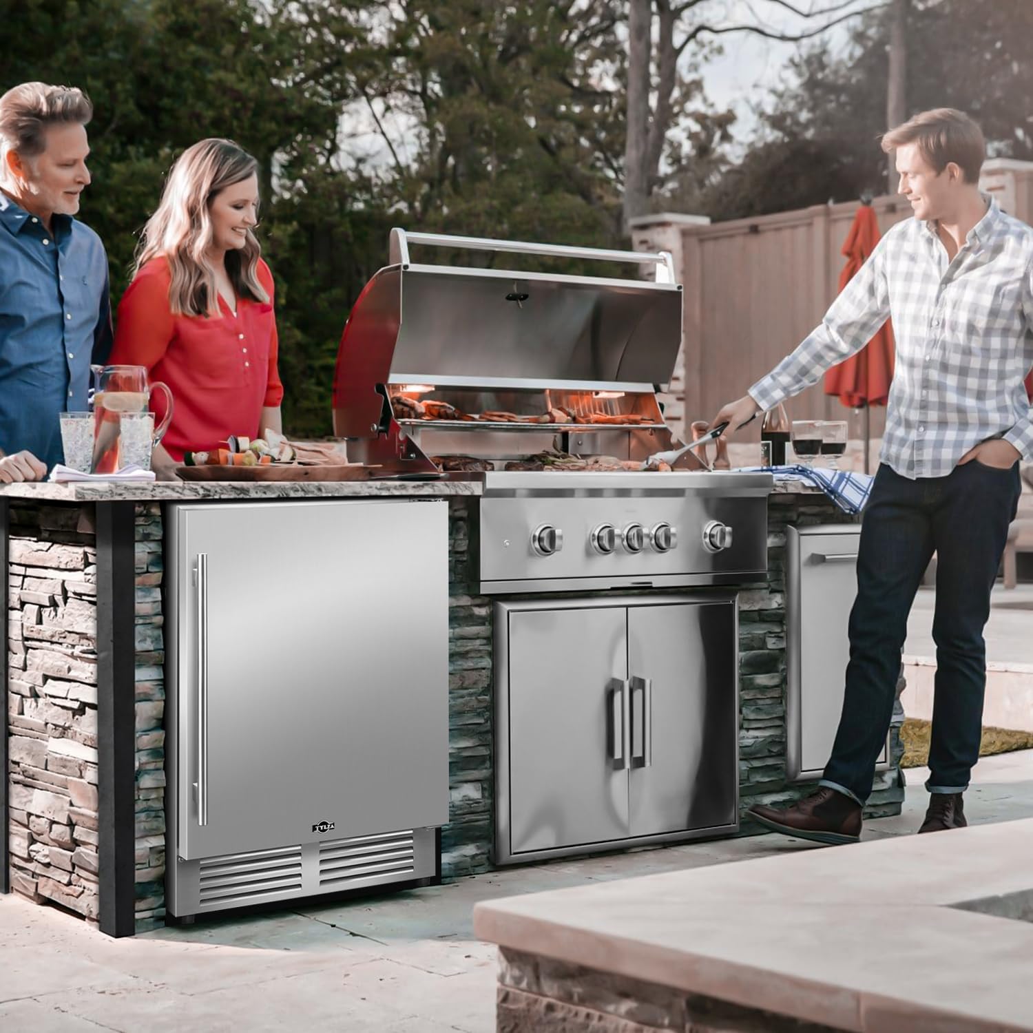 Tylza Outdoor Refrigerator 24 Inch Wide, Stainless Steel Beverage Refrigerator 176 Can for