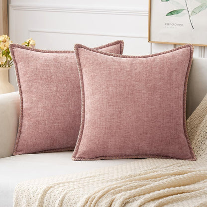 MIULEE Pack of 2 Couch Throw Pillow Covers 20x20 Inch Blush Pink Farmhouse Decorative Pillow Covers