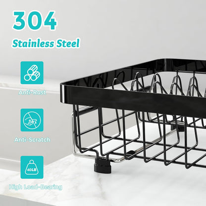 MAJALiS Dish Drying Rack in Sink -Expandable Stainless Steel Over Sink Dish Rack (11.3''-17'')