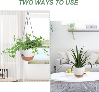 Hanging Planters for Indoor Outdoor Plants, 2 Pack Self Watering Hanging Pot with Drainage Holes &
