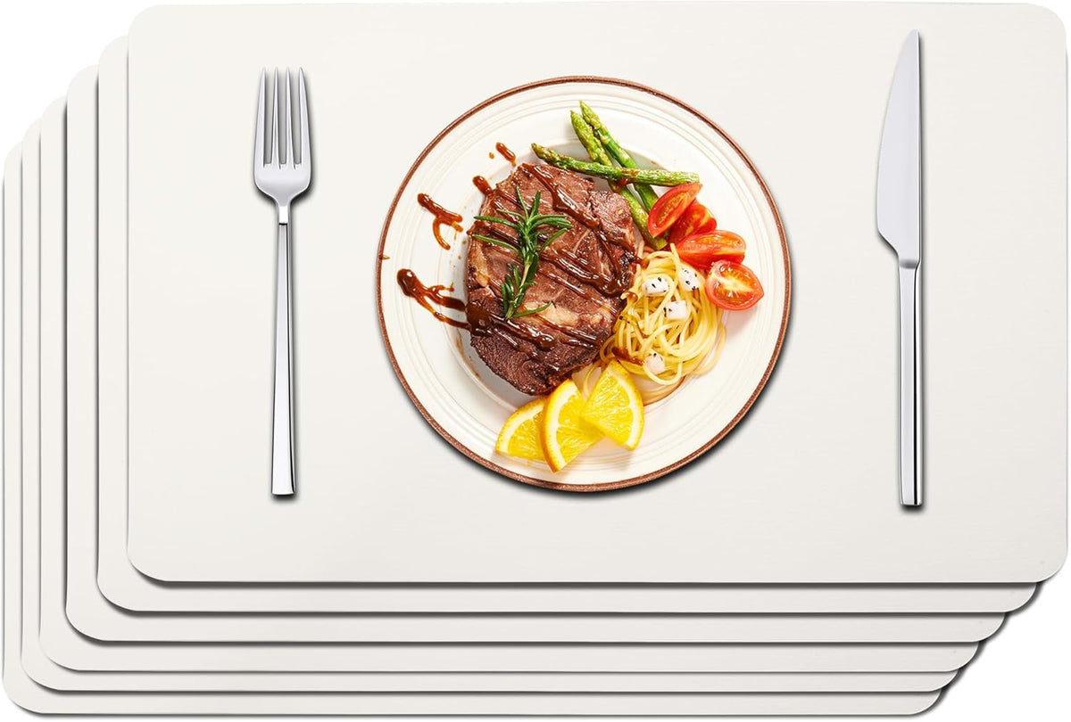 Maxpearl Faux Leather Placemats Set of 6 - Waterproof - Wipe Clean - Heat Resistant - Anti Slip