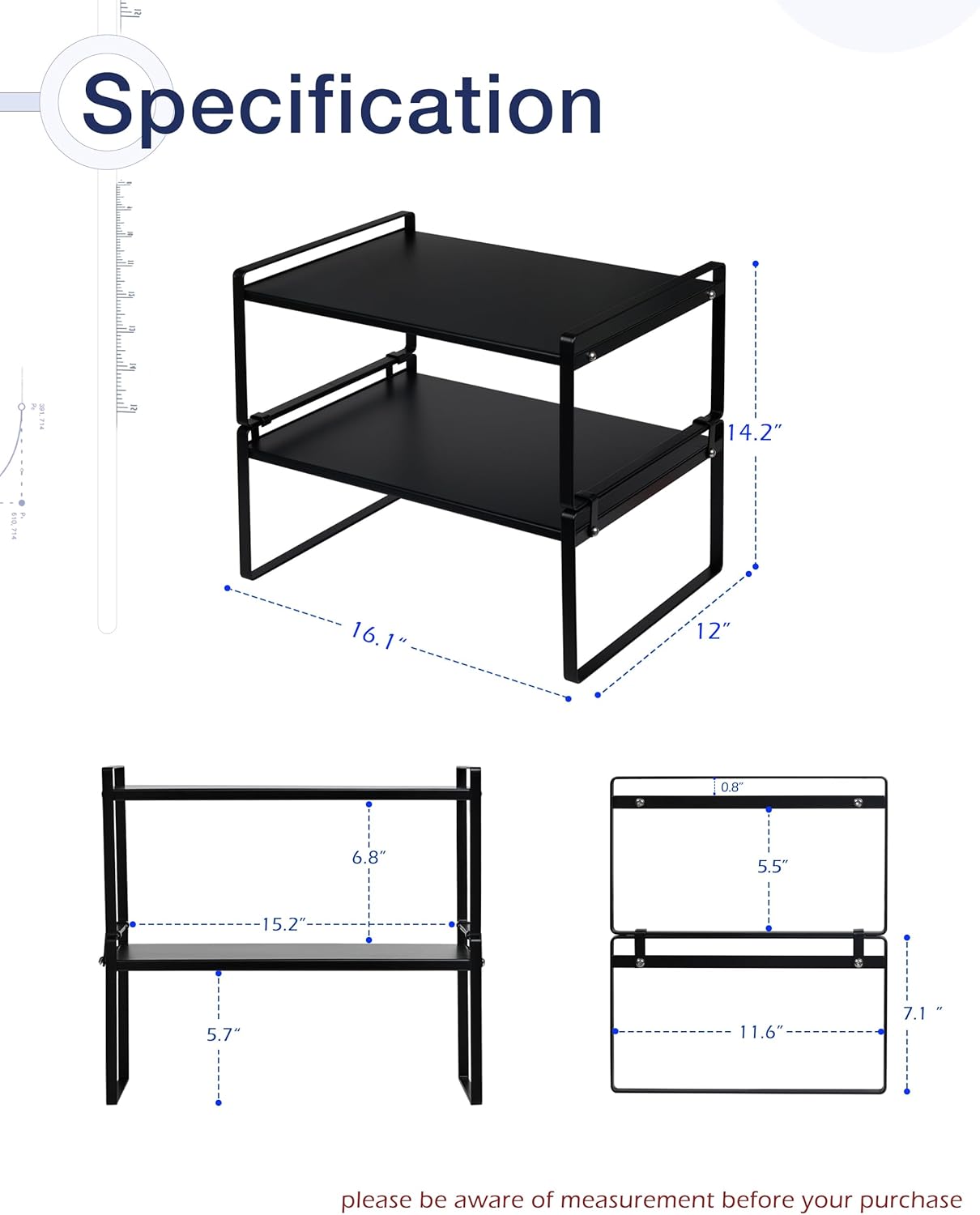 Nxconsu 2Pack Cabinet Shelves Stackable Shelf Organizer Rack Riser for Kitchen Cabinet Pantry