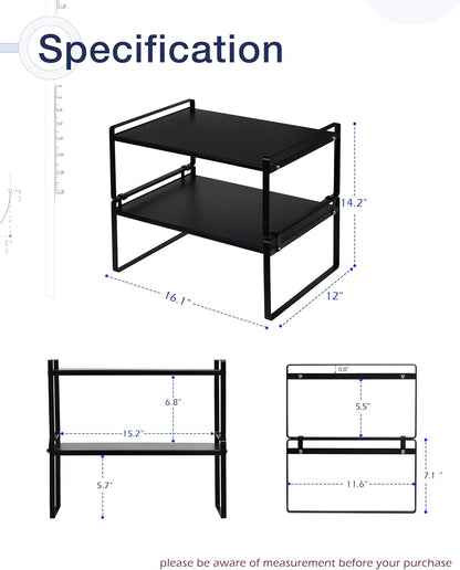 Nxconsu 2Pack Cabinet Shelves Stackable Shelf Organizer Rack Riser for Kitchen Cabinet Pantry