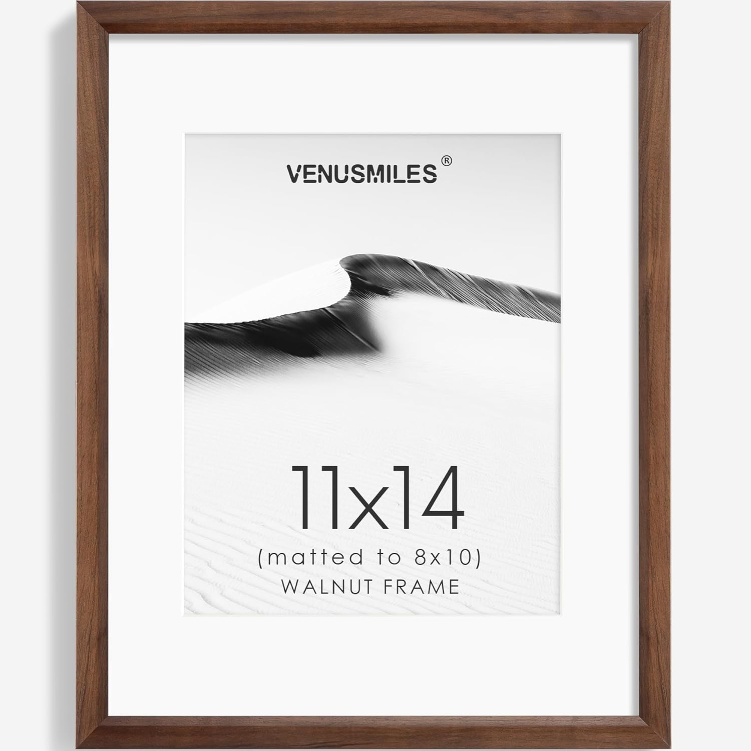 11x14 Picture Frame Natural Solid Walnut Photo Frames with 8x10 Removable Mat Wall Hanging Large