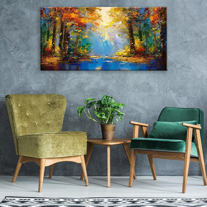 LASMOND Beautiful Colorful Forest Scenery Landscape Wall Art Decor Artwork for Bedroom Living Room
