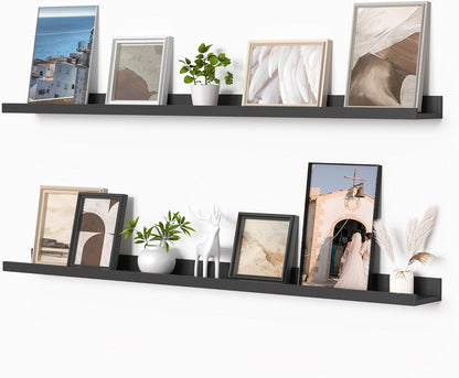 Heimlove Picture Ledge Shelf, Floating Shelves Set of 2, 48 Inches Picture Shelf for Wall with