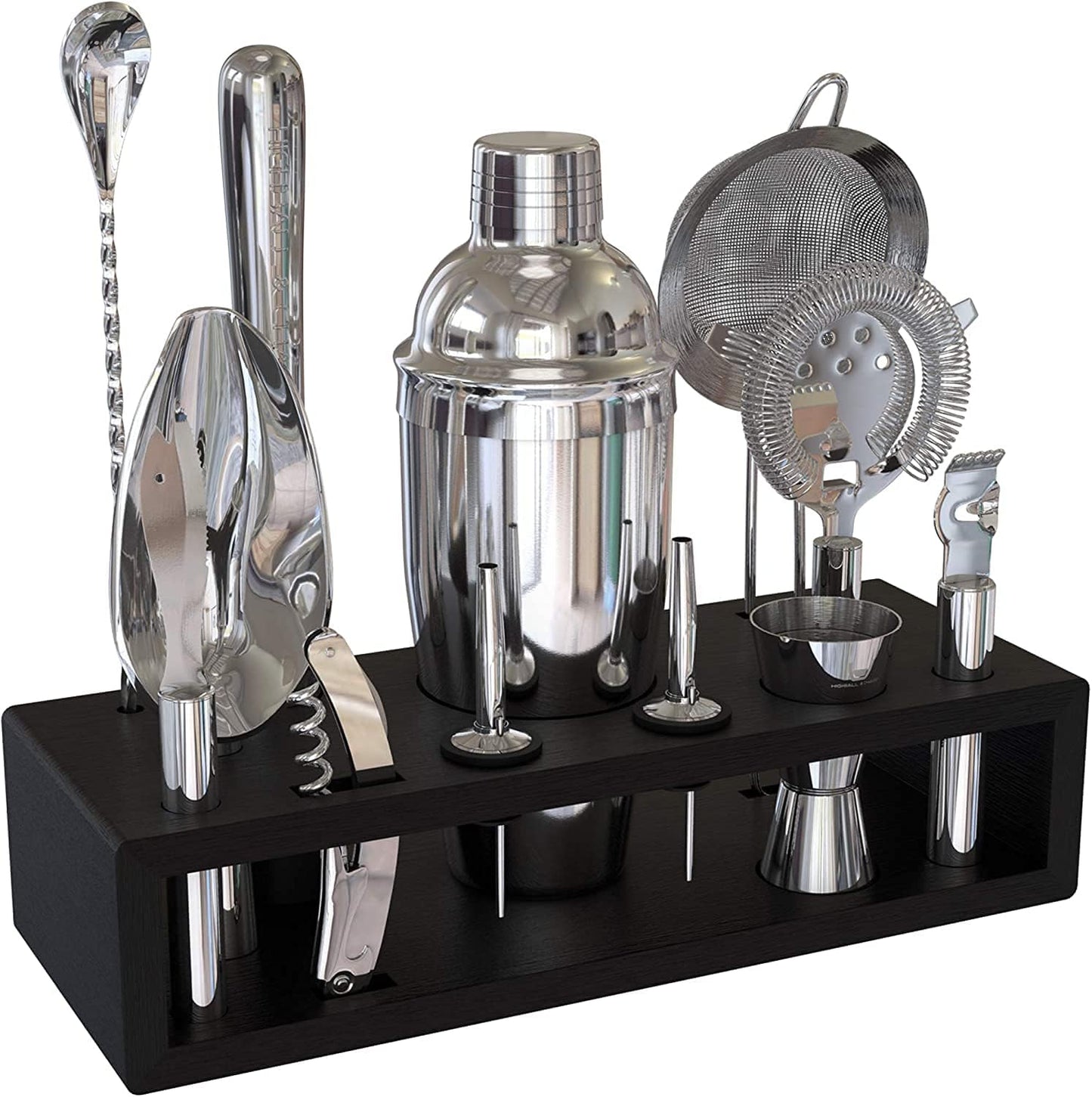 Highball & Chaser 13-Piece Cobbler Cocktail Shaker Set Stainless Steel Mixology Bartender Kit With