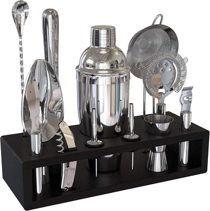 Highball & Chaser 13-Piece Cobbler Cocktail Shaker Set Stainless Steel Mixology Bartender Kit With