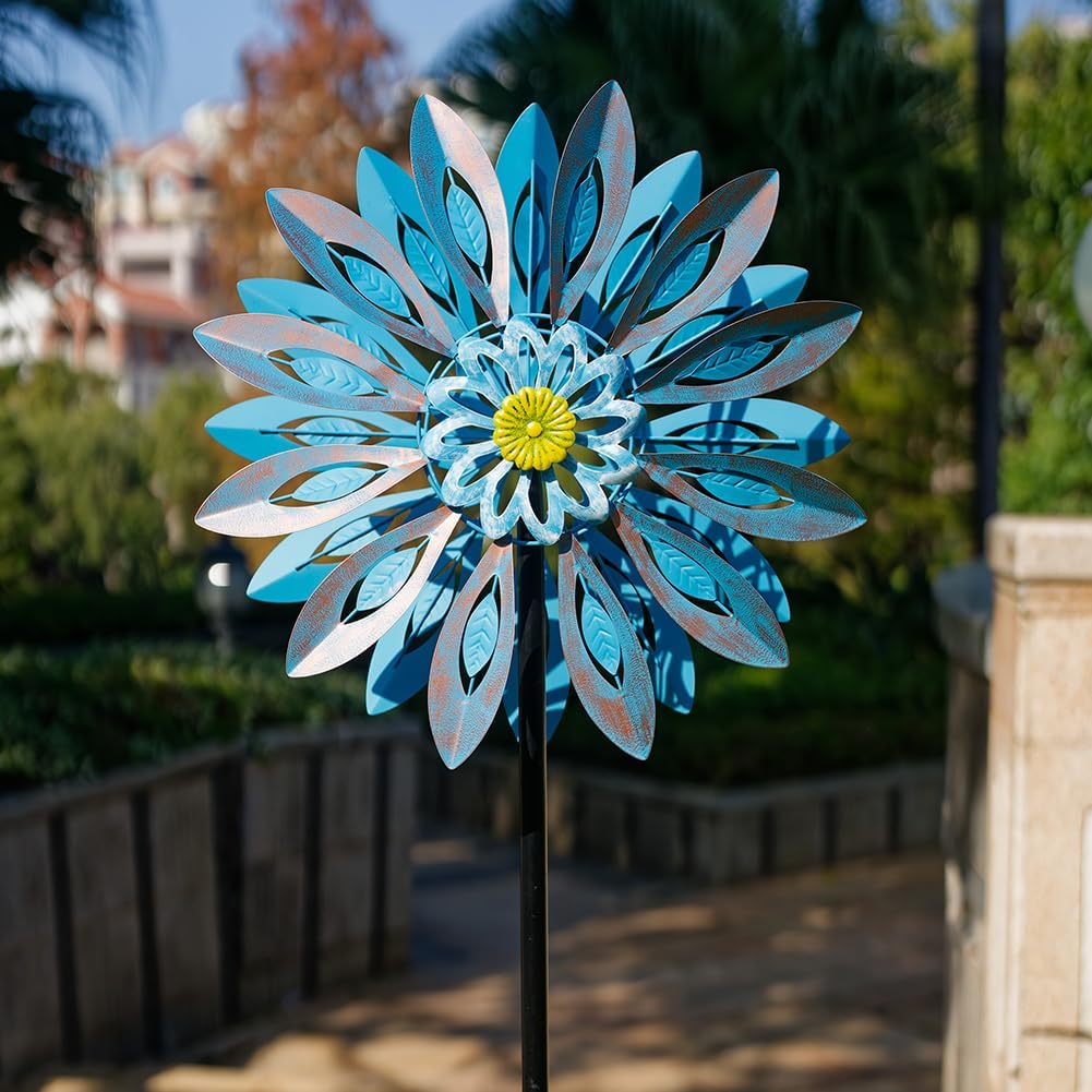 Viveta Wind Spinners,18 * 81" Large Outdoor Wind Spinner,Double-Side Wind Sculpture with 4 Sturdy