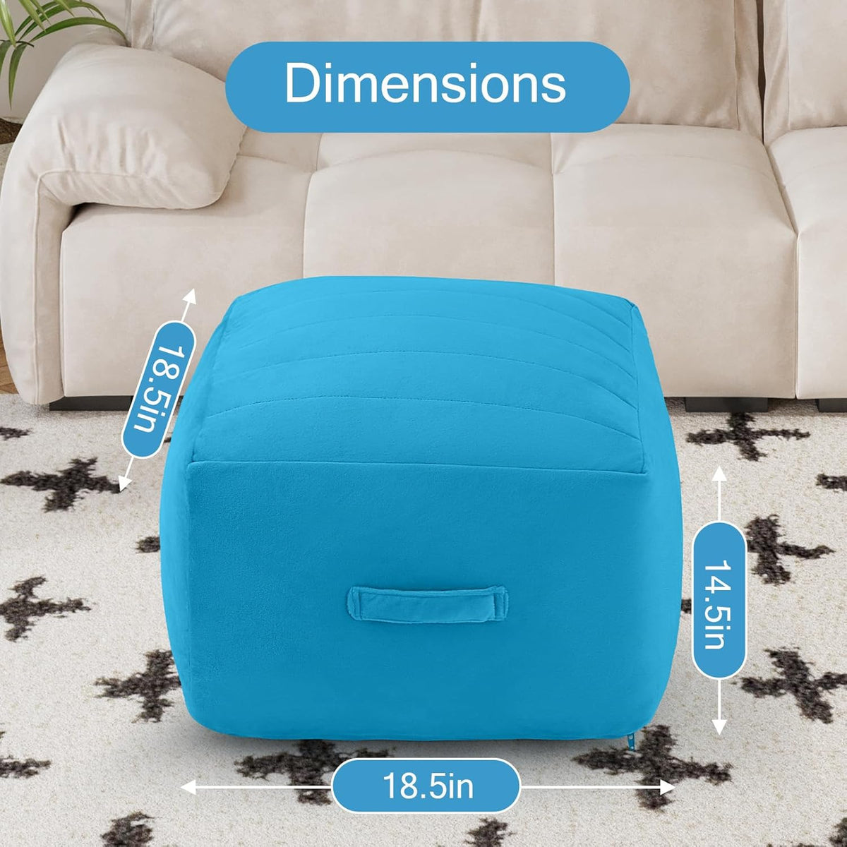 MeMoreCool Square Stuffed Pouf Ottoman Foot Rest, Floor Pouf Foot Stool with Foam Chunk Filling