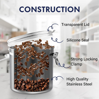 ENLOY 165oz Stainless Steel Airtight Canister for Kitchen, Large Flour Coffee Bean Tea Cereal Sugar