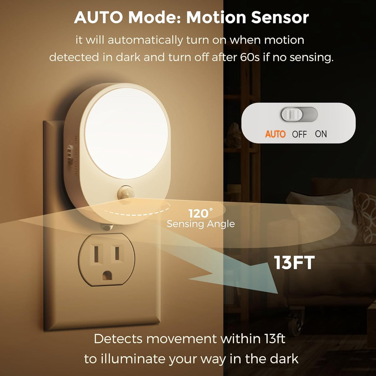 L LOHAS LED Motion Sensor Night Light,[2-PACK] Night Lights Plug into Wall,Motion Sensor and Dusk