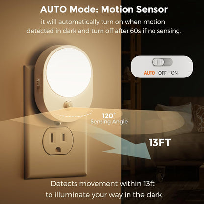 L LOHAS LED Motion Sensor Night Light,[2-PACK] Night Lights Plug into Wall,Motion Sensor and Dusk