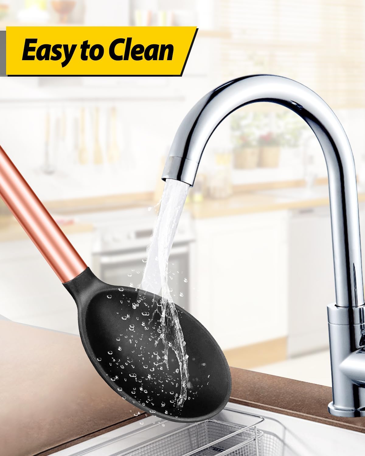 Pack of 2 Large Silicone Cooking Spoons,Non Stick Solid Basting Spoon,Heat-Resistant Kitchen