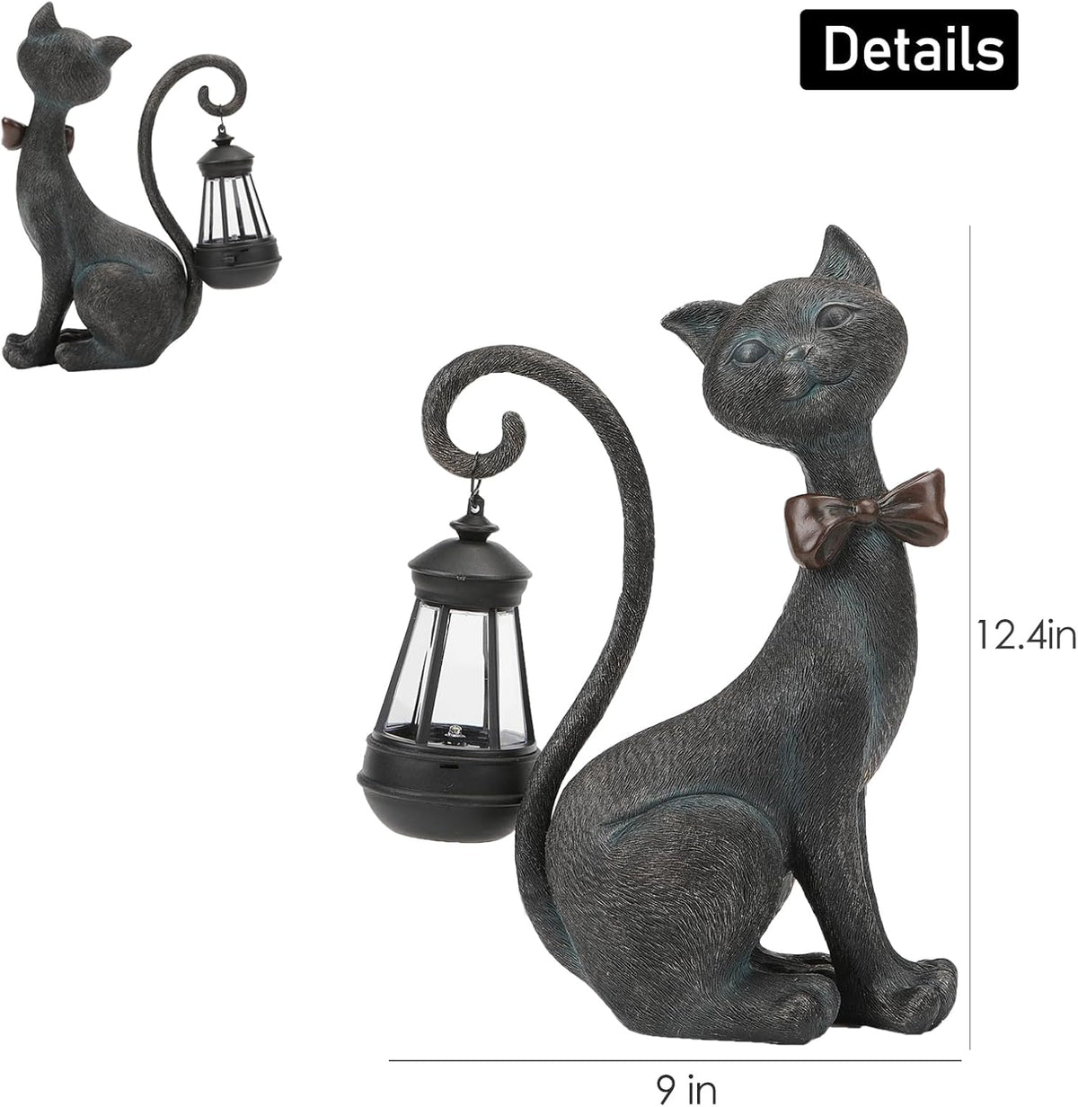 Whimsical Outdoor Cat Statues with Solar Garden Lantern:Cat Garden Statues for Outside Fall Decor