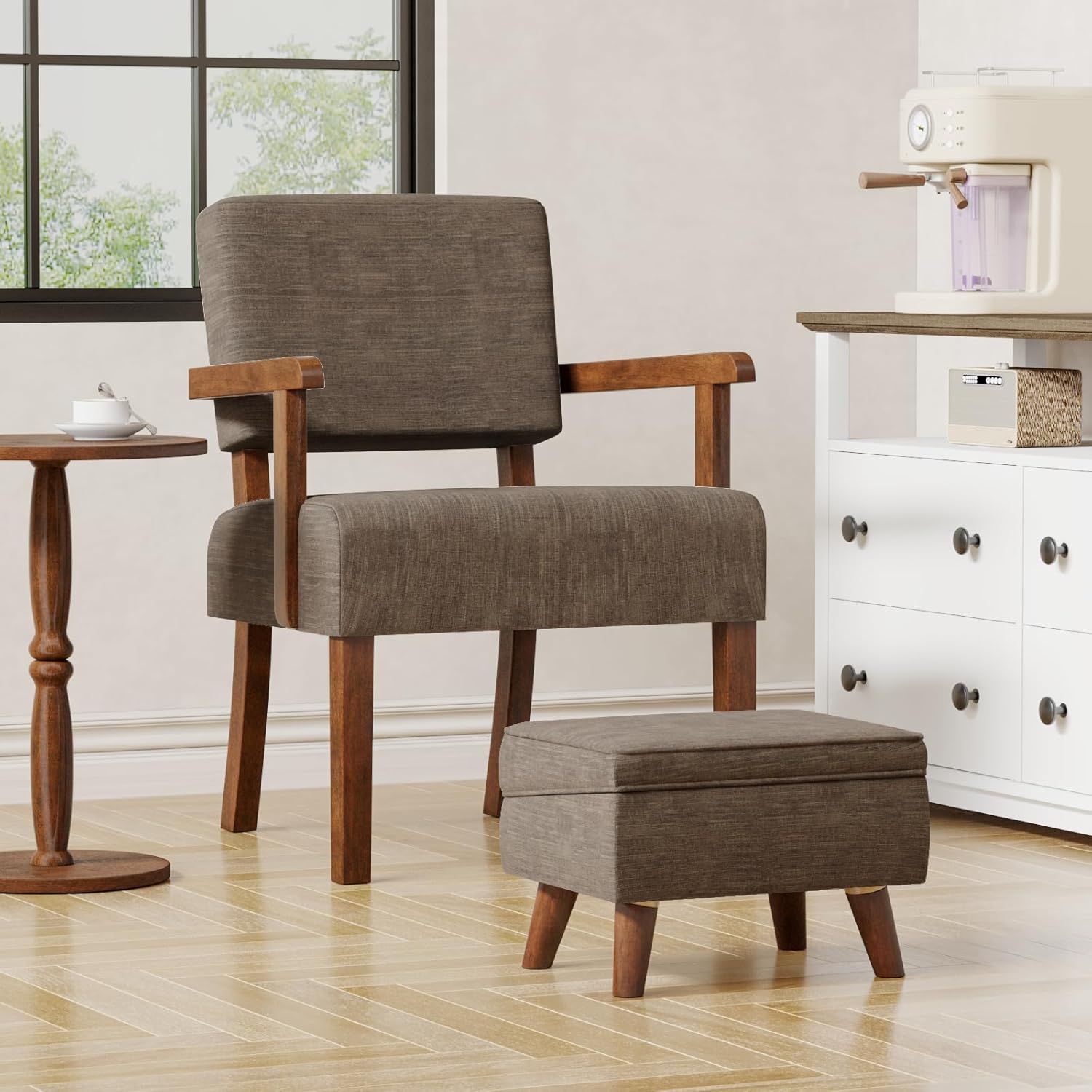 Accent Chair Set of 2 with Table, Living Room Chairs with Soft Seat & Armrests for Living Room