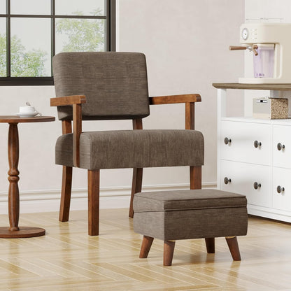 Accent Chair Set of 2 with Table, Living Room Chairs with Soft Seat & Armrests for Living Room