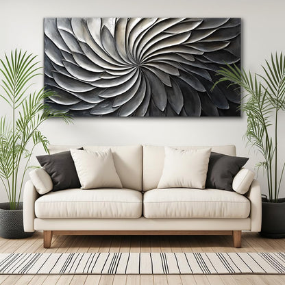 LASMOND Abstract Black and White Wall Art for Living Room Modern Canvas Print Painting Lines Flower