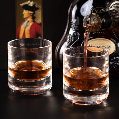 KAMMAK Crystal Whiskey Glasses Set of 2, 6.76oz Old Fashioned Glasses Stemless, Hand Blown White